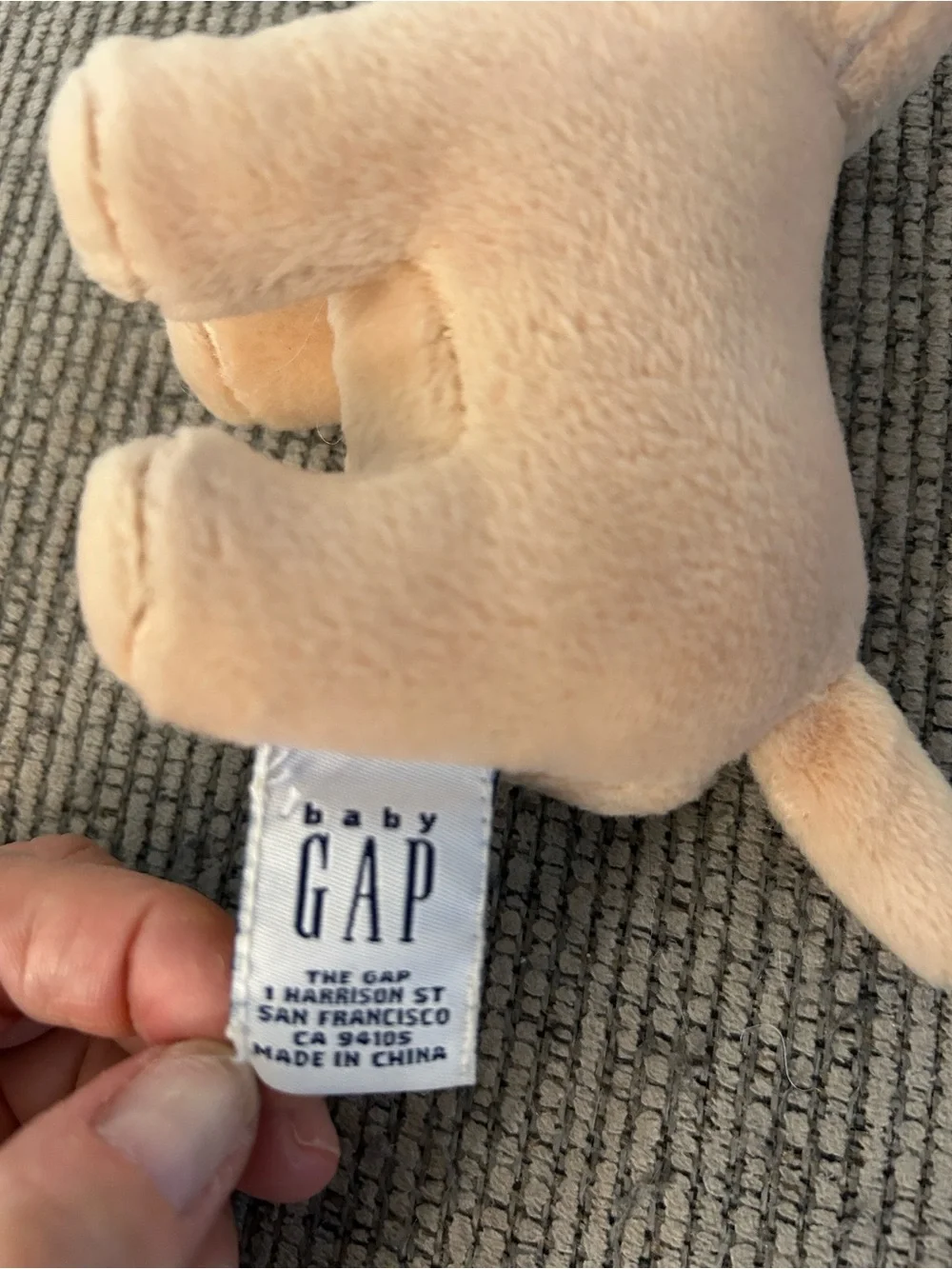 Vintage Baby GAP tan dog plushie name Jimmy